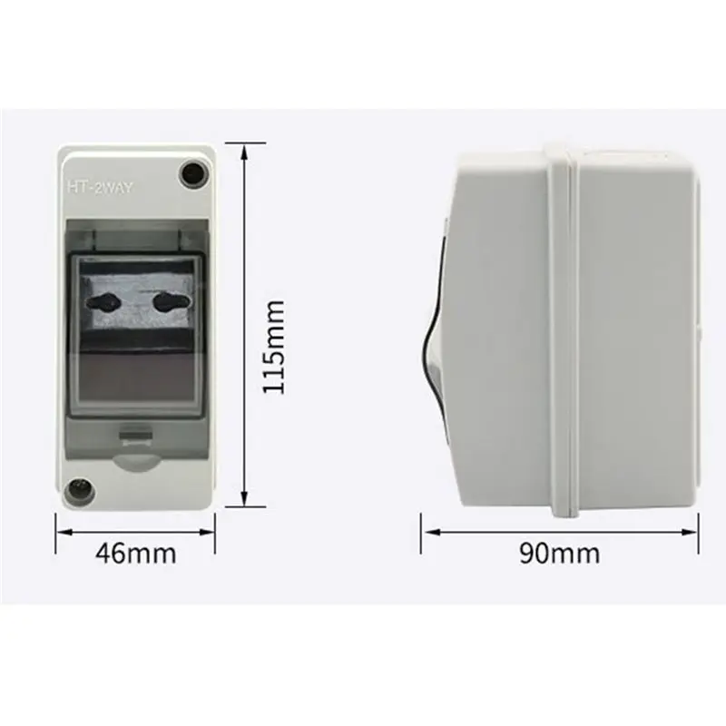 BHBL 2 Way Distribution Protection Box, Waterproof Transparent Cover 2 DIN Rail Outdoor Distribution Junction Box 2Pcs