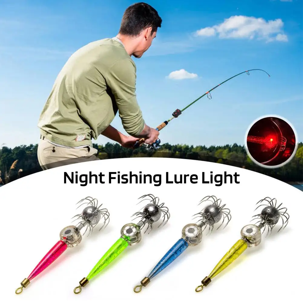 Mini Light Compact Fishing Light Waterproof Led Lure Lamp with Double Squid Hook Enhance Drop Fish with 4 Colors for Fish