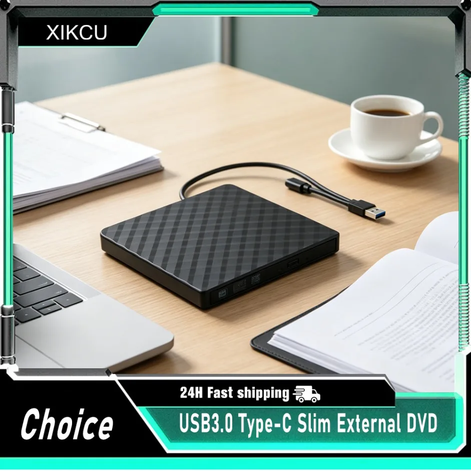 Drive Burner Reader Player Optical Drives For Laptop PC Portable DVD Burner USB3.0 Type-C Slim External 2 In 1 DVD RW CD Writer