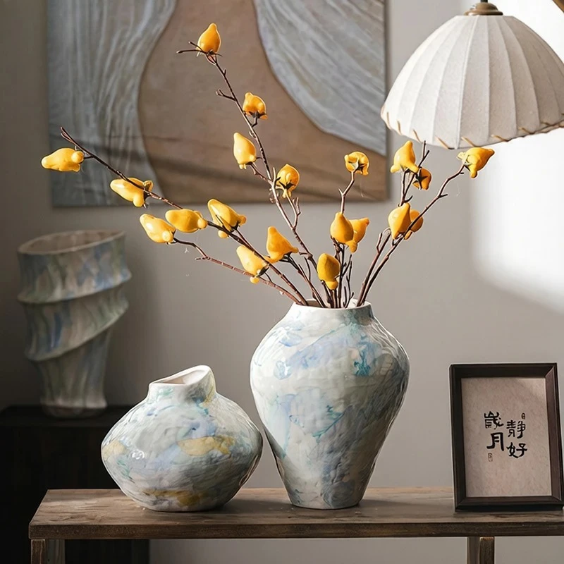 

Irregular Shaped Painted Ceramic Vase Table Decoration Flowers Arrangement Dried Flower Floral Vases Room Aesthetic Decor