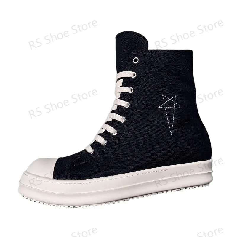 

Ro Classic Design Black Canvas Boot High Top Shoe Men Casual Shoes Luxury Zipper Women Sneaker Ankle Boots Sneakers