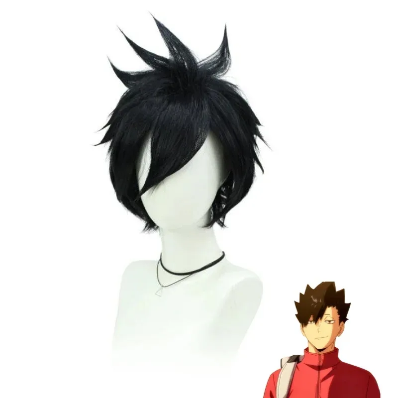 Peluca de Anime Haikyuu Tetsurou Kuroo, disfraz de voleibol, pelucas para fiesta de Halloween de alta calidad