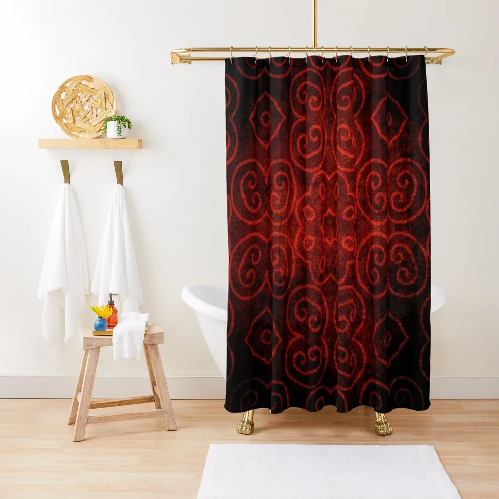 

Red and Black Gothic Pattern Shower Curtain Shower Waterproof Modern Accessory Bathrooms Anime Shower Curtain