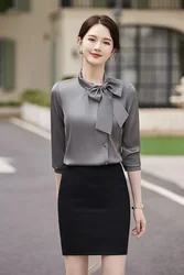 AIyssa-Professional Chiffon Shirts for Women, Simple and Elegant, Fashionable and Elegant, Spring and Summer, New