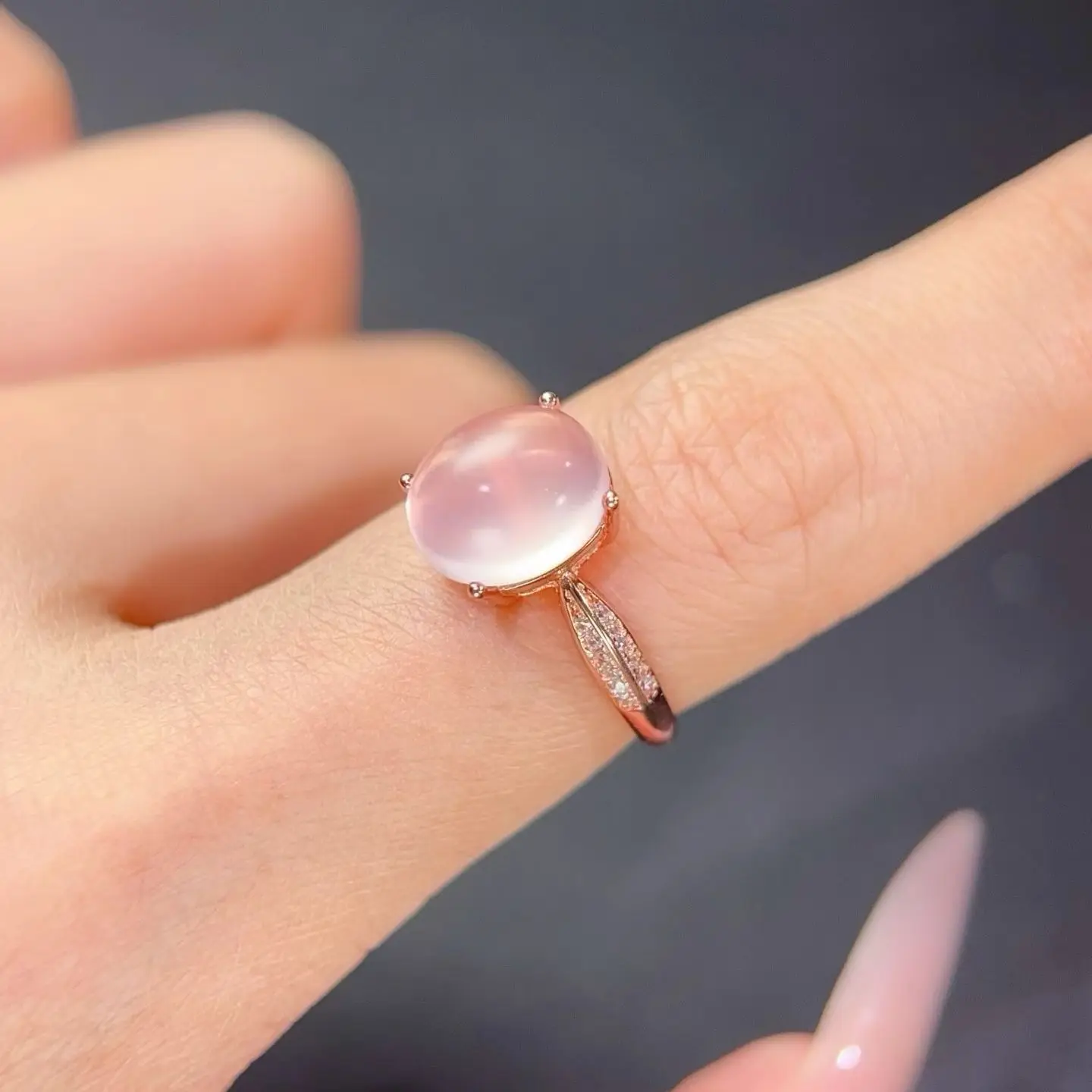 Classic Design 925 Silver Crystal Ring 8x10mm 3ct Natural Rose Quartz Ring with Certificate Fine Jewelry Gift for Women
