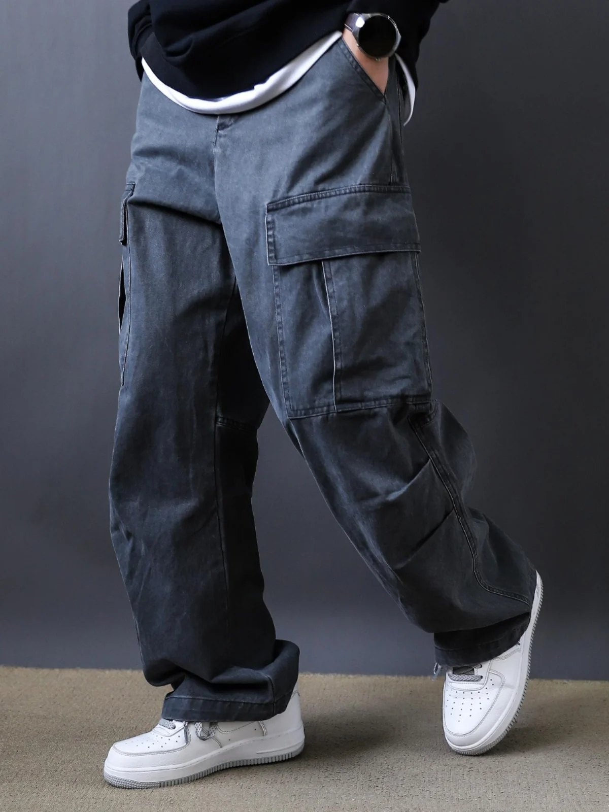 

Ретро-американские рабочие брюки из чистого хлопка, прямого кроя, свободные, со средней посадкой, длинные, для весны и осени