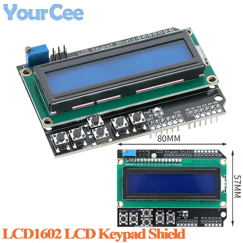LCD1602 LCD Keypad Shield Input/Output Expansion Board Module 16×2 Characters Display Capacity LCD Screen Displays for Arduino