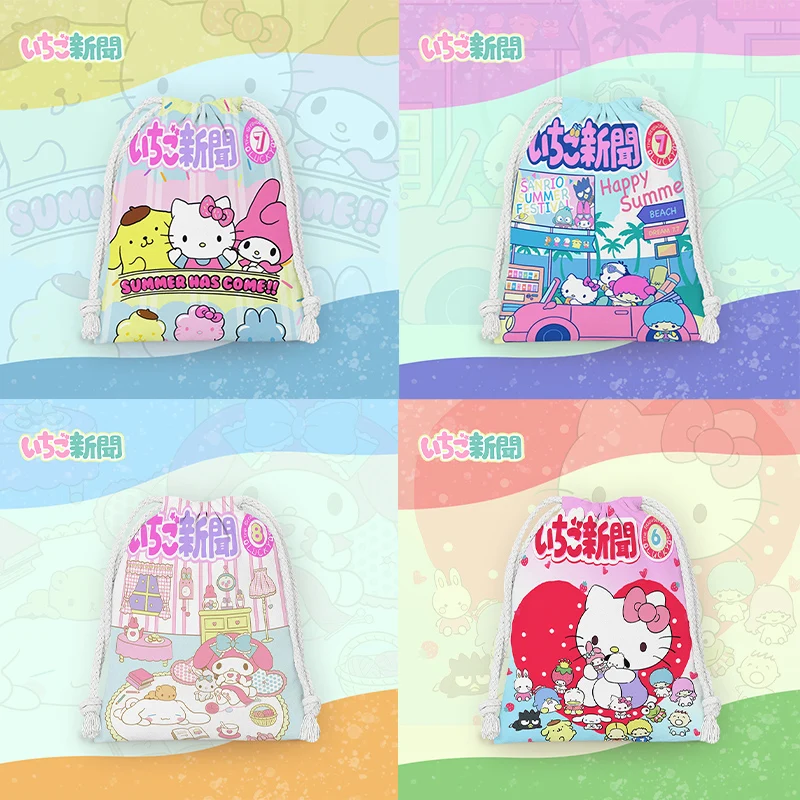 

15 Styles Hello Kitty Kuromi Drawstring Bag Travel Portable Sundries Storage Bag Cartoon Cosmetic Bag Candy Storage Pouch