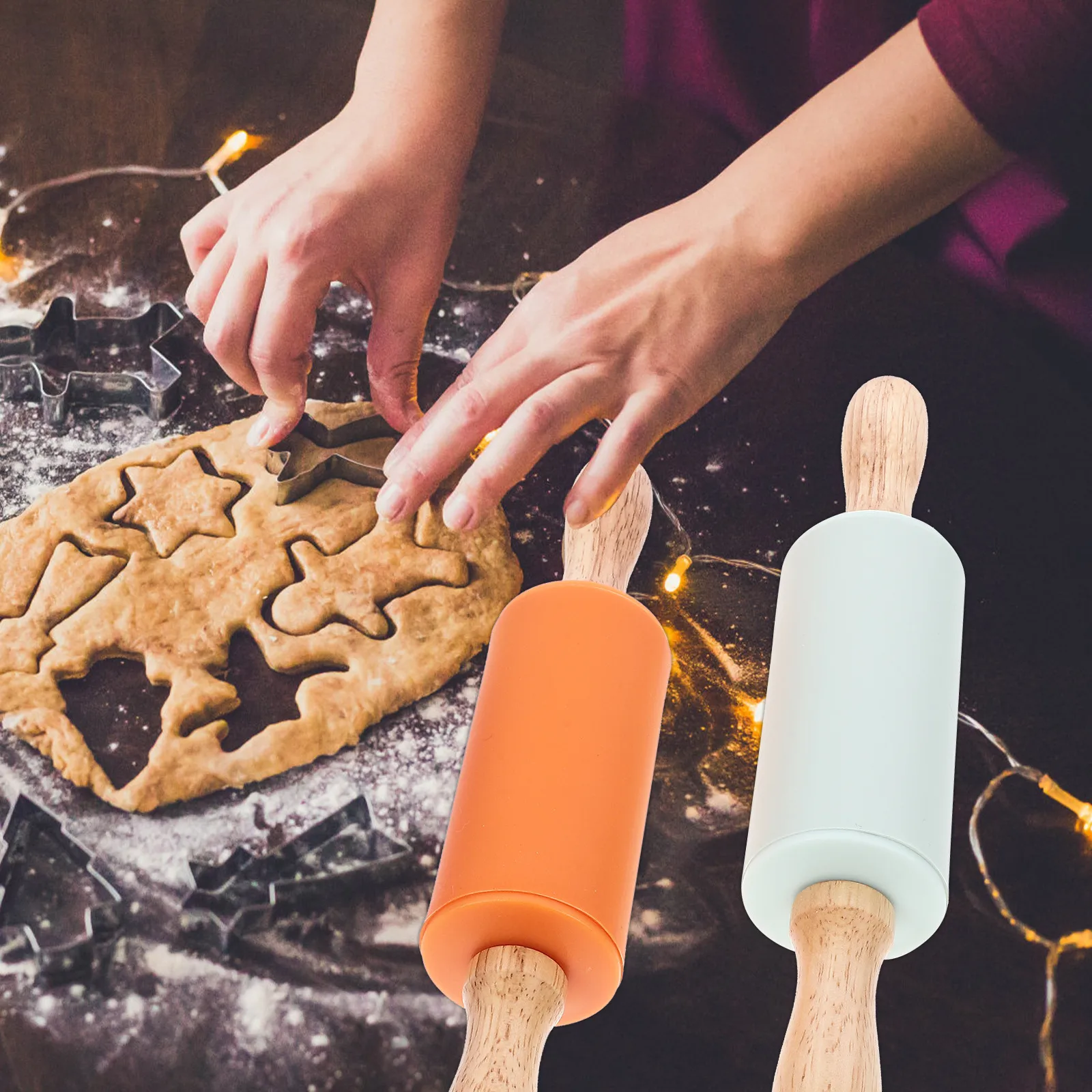 

3pcs Children Silicone Rolling Pin Compact Size For Kids Easy To Clean Non-Stick Dough Roller Baking Tool For Children