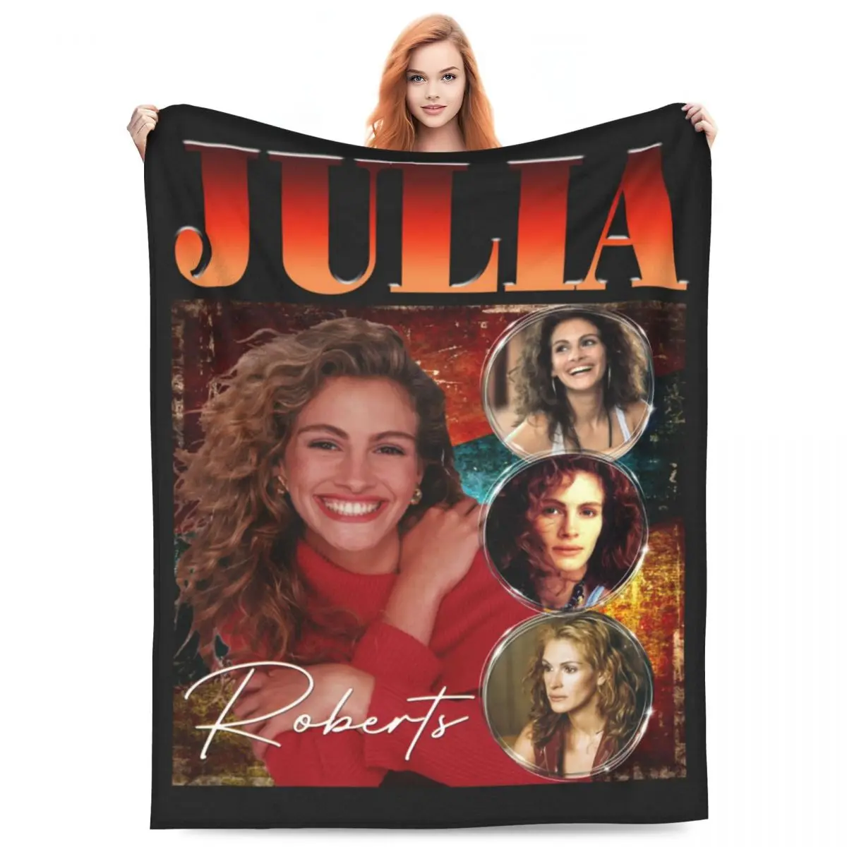 J-Julia Roberts Flannel Blanket Quality Warm Soft Actress Throw Blanket Autumn Travel Outdoor Aesthetic Bedspread