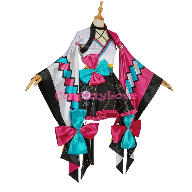 QQ98CosplayLove Miku 2020 Magical Mirai 코스프레 의상 크리스마스 할로윈을위한 헤드폰이있는 귀여운 빨간 드레스