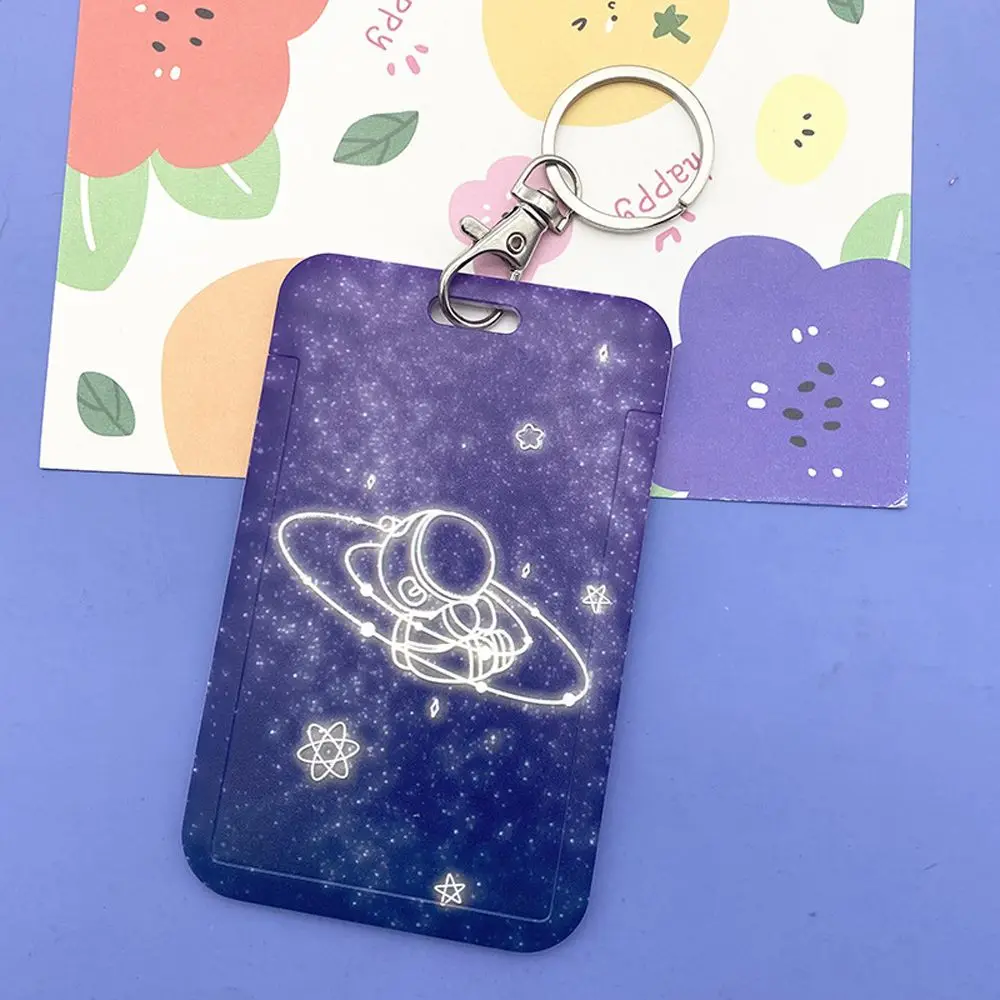 Key Ring Bus Card Package PU Leather Lanyard Astronaut Bus Card Sleeve Student ID Card Holder Lanyard Card Sleeve Rice Card Set