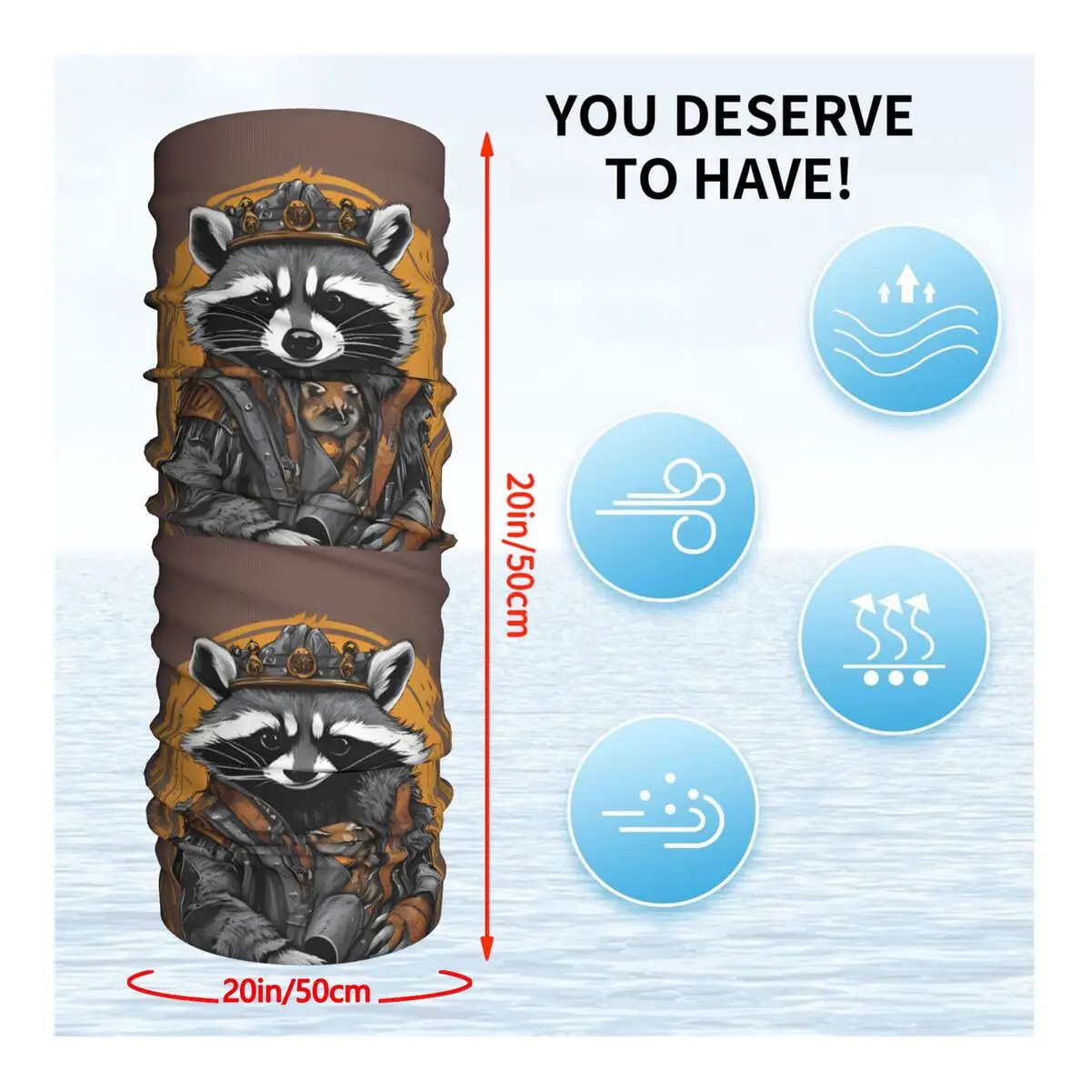 Raccoon Scarf Neckerchief Neck Face Mask Polyester