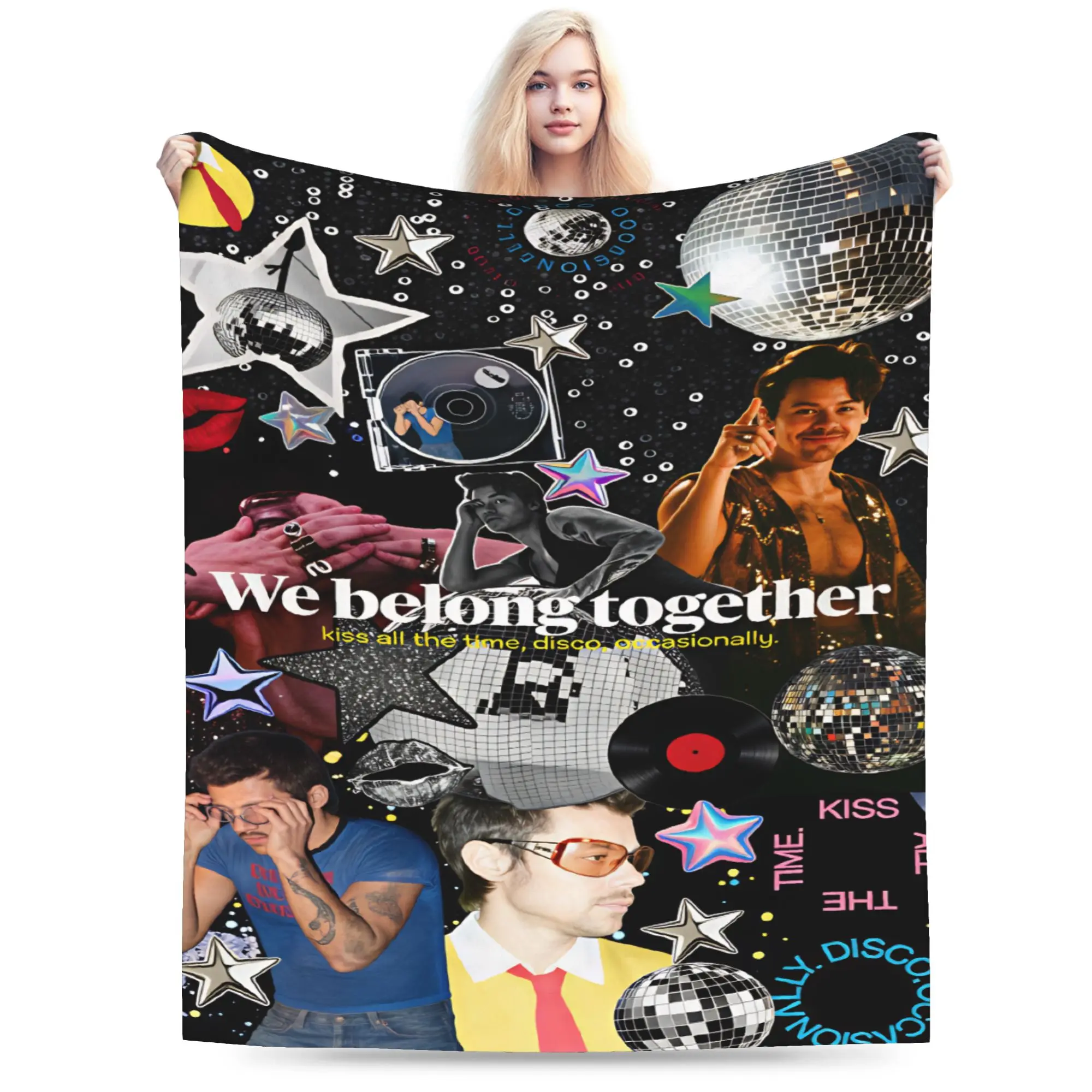 Soft Comfy Blankets Camping Harrys S-Styles Kiss Al the Time Throw Blanket Fashion  Bedspread For Bedroom