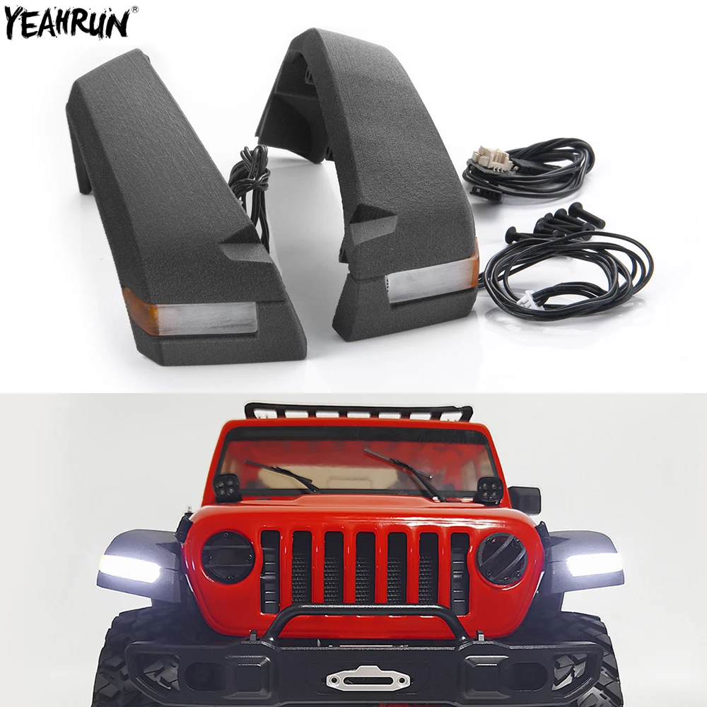 YEAHRUN RC Crawler Ruota Sopracciglio Luci Fango Parafango e Lampada A LED Per 1/10 Axial SCX10 III AXI03007 Wrangler AXI03006 Gladiatore