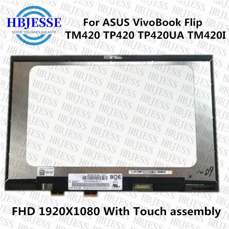 Imagem -02 - Montagem de Tela Led para Asus Vivobook Flip 14 Digitalizador de Toque Lcd 14.0 Tm420 Tm420u Tm420i Tm420ia Tp420 Tp420ua