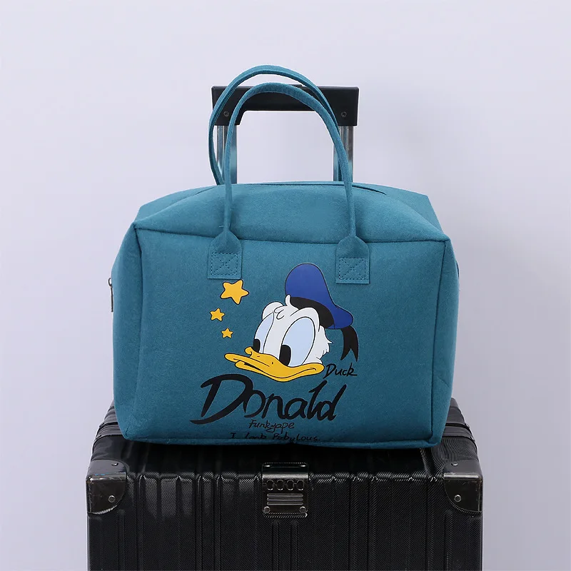 Disney Women\'s Travel Bag Cartoon Mickey Mouse Felt Large Capacity Handbags Donald Duck Minnie Tote Bags for Girls Storage Bag