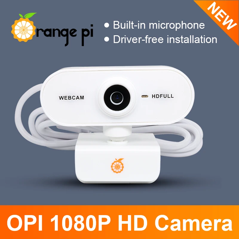 

Orange Pi 1080P Mini HD Camera 360 Horizontal Rotation with USB Interface Analogue Microphones,Compatible with Win XP/7/8/10 iOS