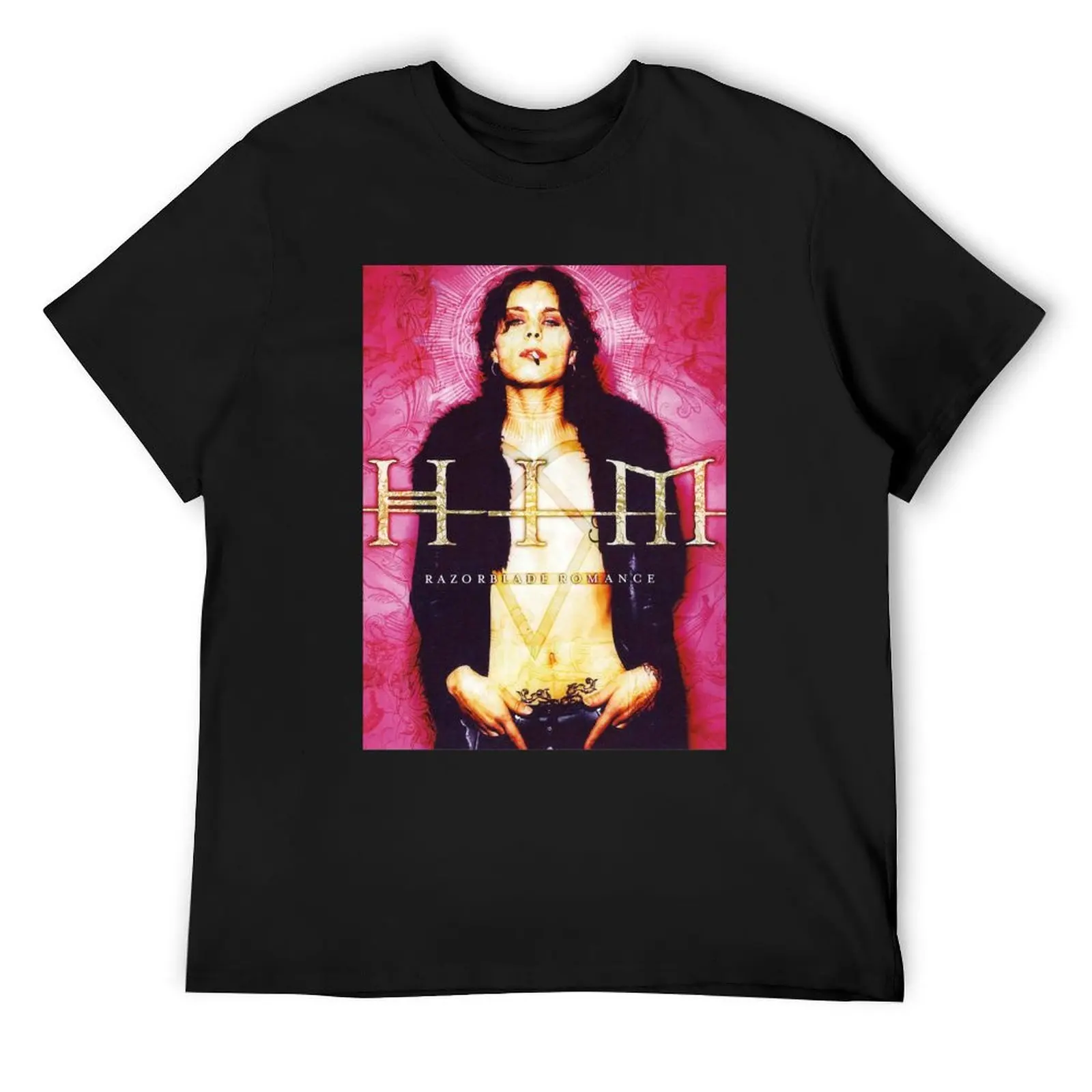 

Him Band VV H I M - Him Ville Valo Razorblade Romance Cover T-Shirt plain anime figures Men's cotton t-shirt