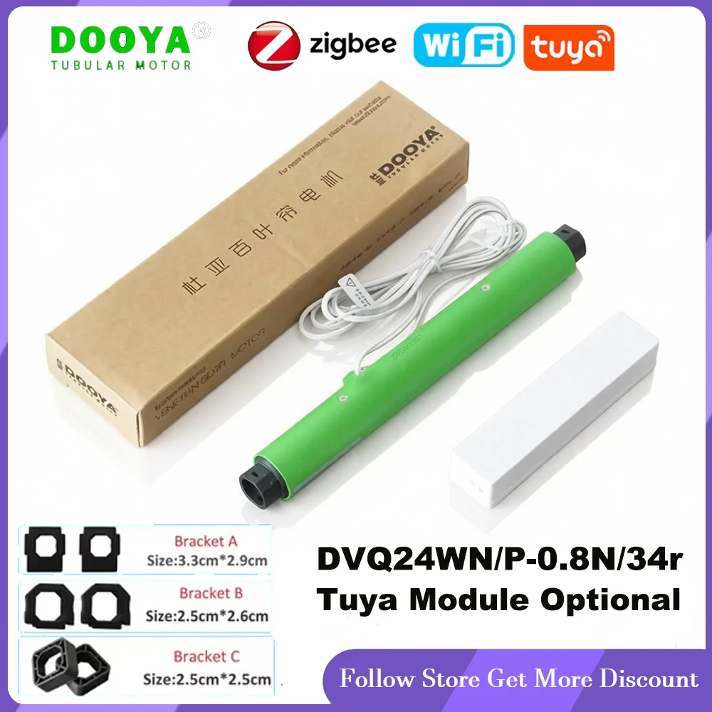 Dooya DVQ24+Tuya Wifi/Zigbee Module Tubular Motor for Aluminum Venetian Blinds, Roman Blinds, Honeycomb Canopy Blinds, Tuya App