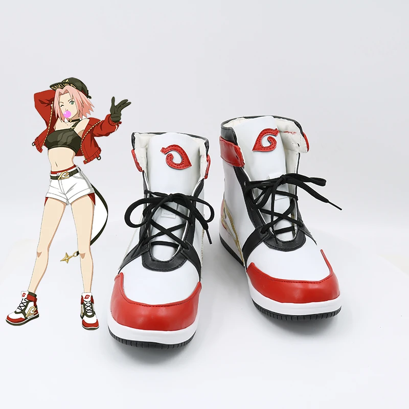 anime Shippuden Haruno Sakura Cosplay shoes red Ninja Boots Anime Shoes Wig Cosplay props Customized Size women men boots