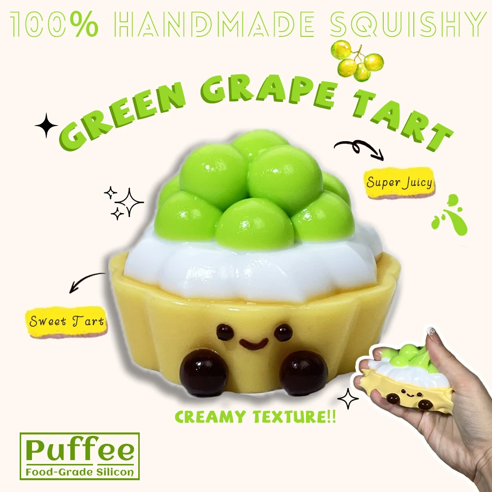 

JC Grape Tart Пищевая силиконовая мягкая игрушка, кремовая мягкая клейкая игрушка, Taba Squishy, игрушка для десерта Happy Game, сочный