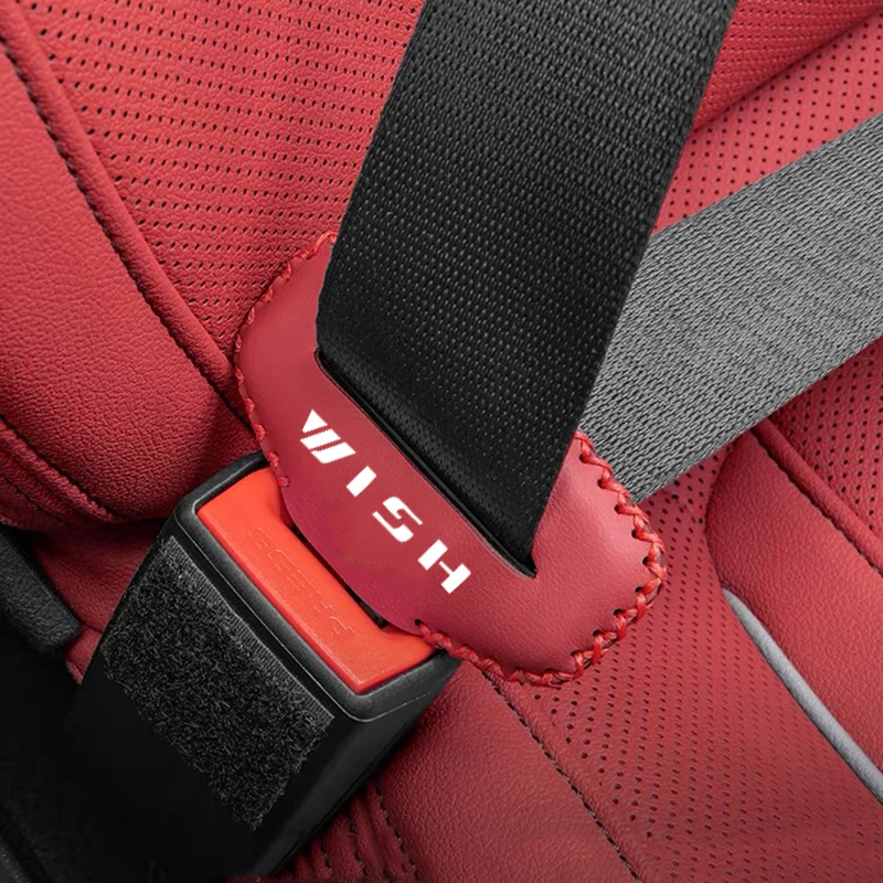 2PCS Car Seat Belt Buckle Clip Protector leather Interior Button Case Anti-Scratch Cover Safety For Toyota wish