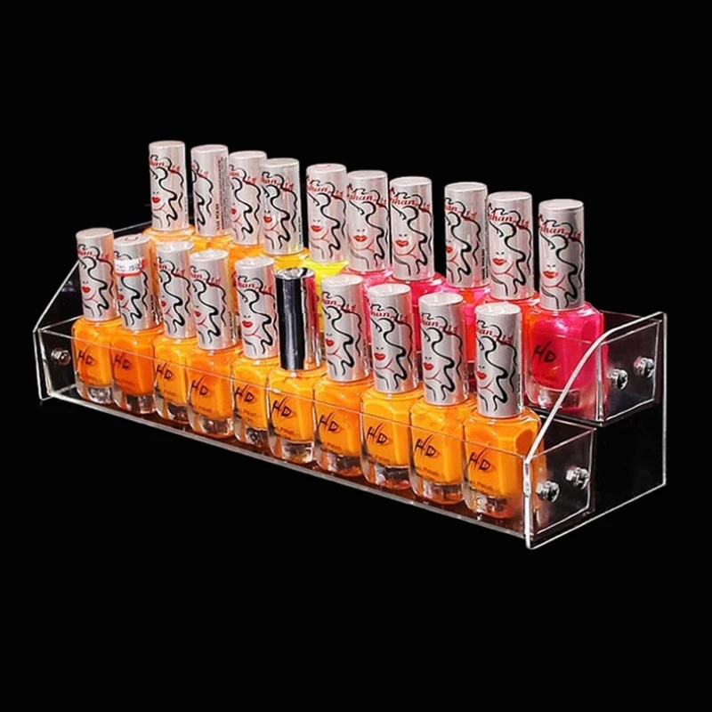 2 Layer Nail Polish Display Box Clear Acrylic Multifunctio Organizers Lipstick Jewelry Polishing Sand Strip Toolbox Makeup Box