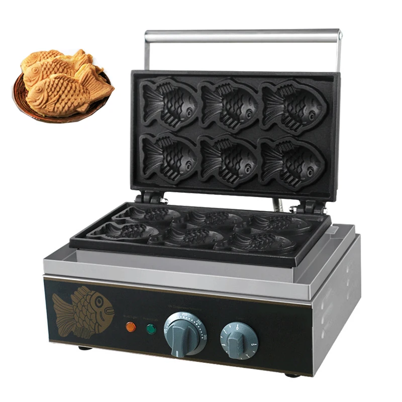 商業 6 個小魚の形のたい焼き機魚コーンワッフルメーカー 110 V/220 V おとぎ焼き機