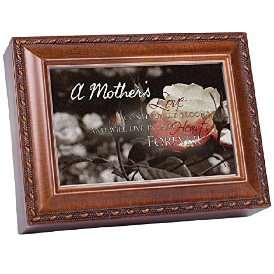 

A Mother's Love Bereavement Woodgrain Rope Trim Music Box Plays Amazing Grace