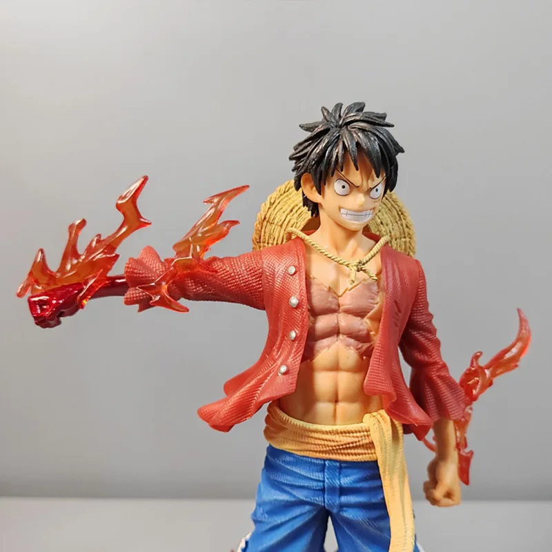 

26cm One Piece, Meteor Fire Fist Luffy, Interchangeable Face, Standing Pose Anime Figure Model Statue Collection Desktop Toys