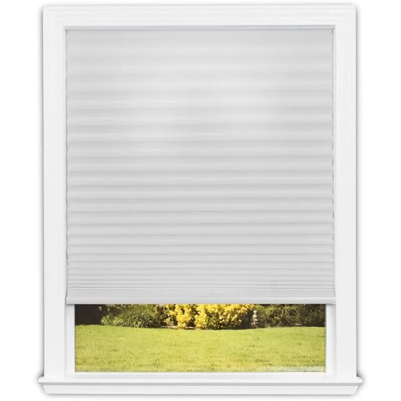 

No Tools Easy Lift Trim-at-Home Cordless Pleated Light Filtering Fabric Shade White, 36 in x 64 in