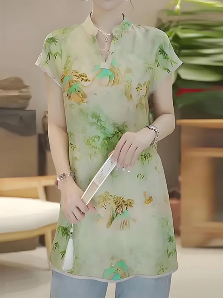 

New Chinese Sle een Button irt Women's Summer High Waist Slimming White Top Commute Sle Loose Fit ort Sve