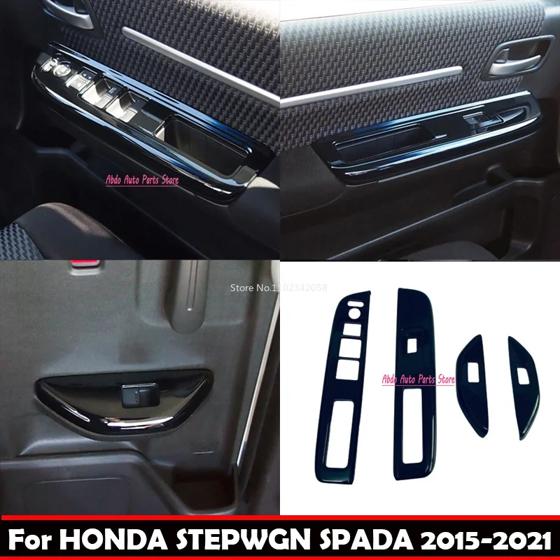 Abdo For HONDA STEPWGN / STEPWGN SPADA RP 2015-2021 P/W PANEL Door Armrest Window Lift Switch Frame Car Styling Sticker Accessor