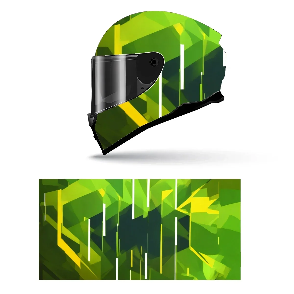 Adesivo Decorativo para Capacete de Motocicleta com Linhas Chamas Verdes e Pretas, Gráfico de Corrida, Vinil para Envelopamento de Capacete