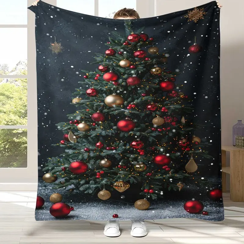 New Year Merry Christmas Tree Santa Claus Fairy Tale Kids Gift Soft Flannel Throw Blanket,Cozy Blanket for Bed,Sofa,Living Room