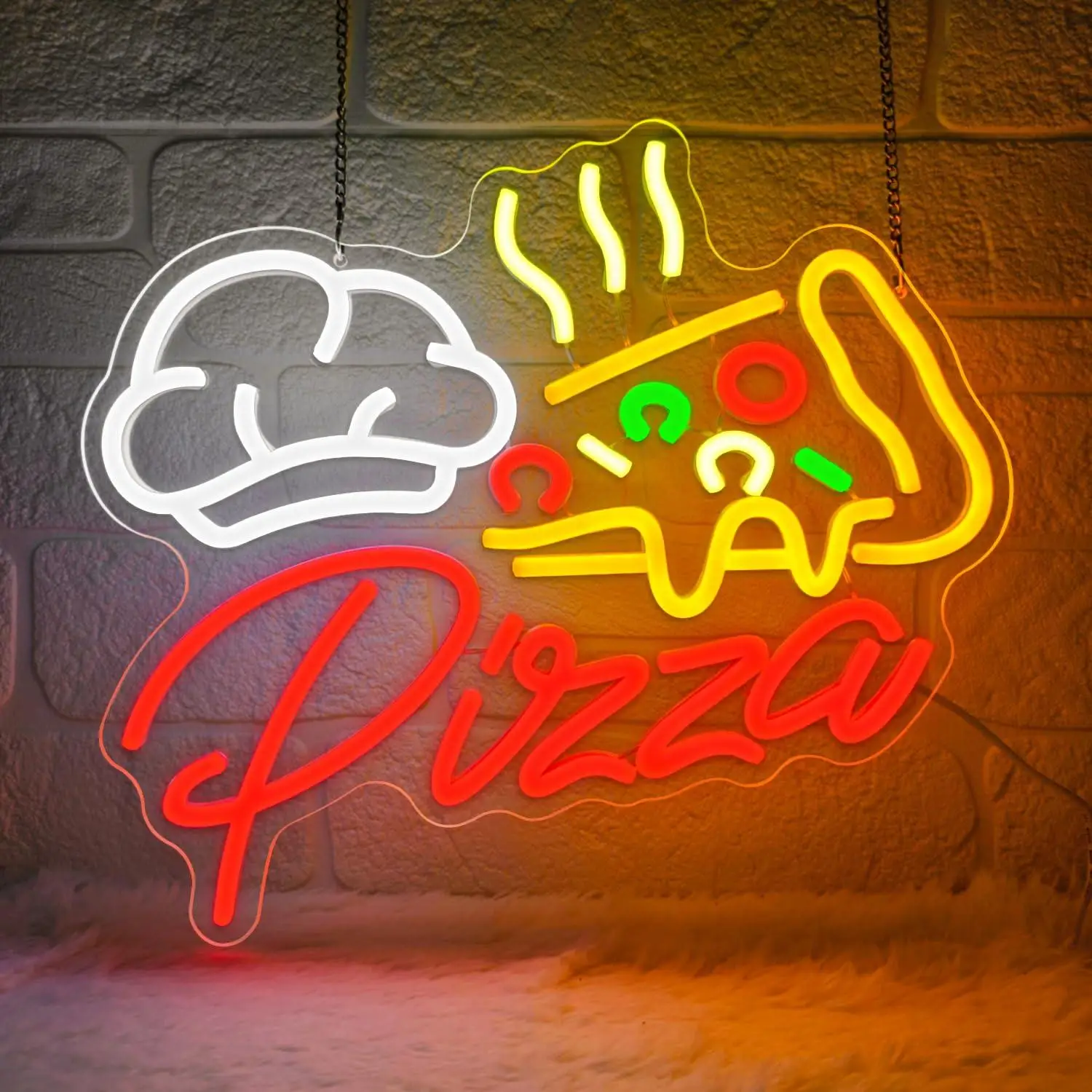 Pizza Neon Sign Colorful Pizza LED Lights for Pizza Shop Business Fast Food Kitchen Restaurant Wall Decor Business Led Signs