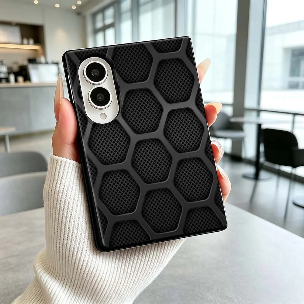 Creative Black Hexagon Grid Cover Phone Case For Samsung Galaxy Z Flip 8 Z Fold 8 Z Flip8 Wide ZFold Wide Shockproof