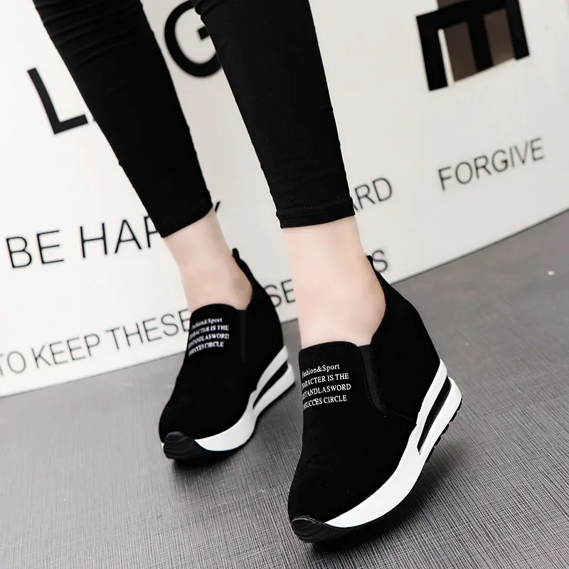 Arrival Women Shoes Wedge Increase Shoes Black Shoes Women Sneakers Leisure Platform  Breathable Zapatos De Mujer