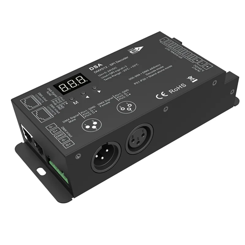 

Led DMX512 to SPI Decoder DMX Converter 1024 Dots TTL Pixel Controller Support 6803/8806/2811/ 2812/2801/3001/9813 IC