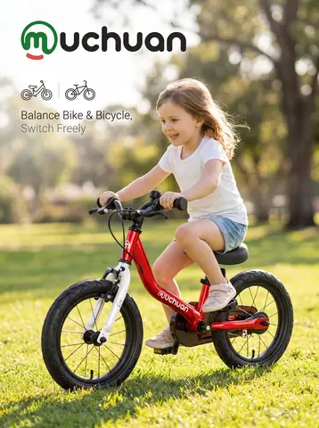 2‑in‑1 Kids Balance Bike, 14 Inch Inflatable Wheel Bicycle, Easy Transition to Pedal Riding for 2‑6 Years Old Boys Girls