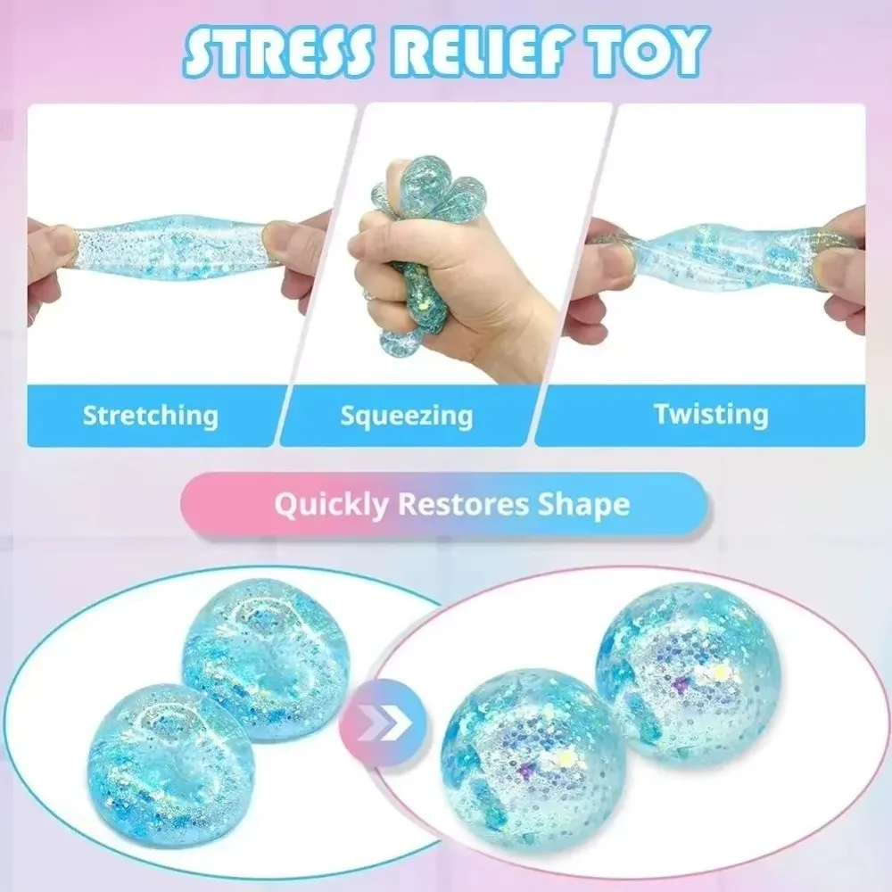 Pinch Glitter Fidget Squishy Round Pinch Music Maltose Squishy Ball 6cm Soft Squeezable