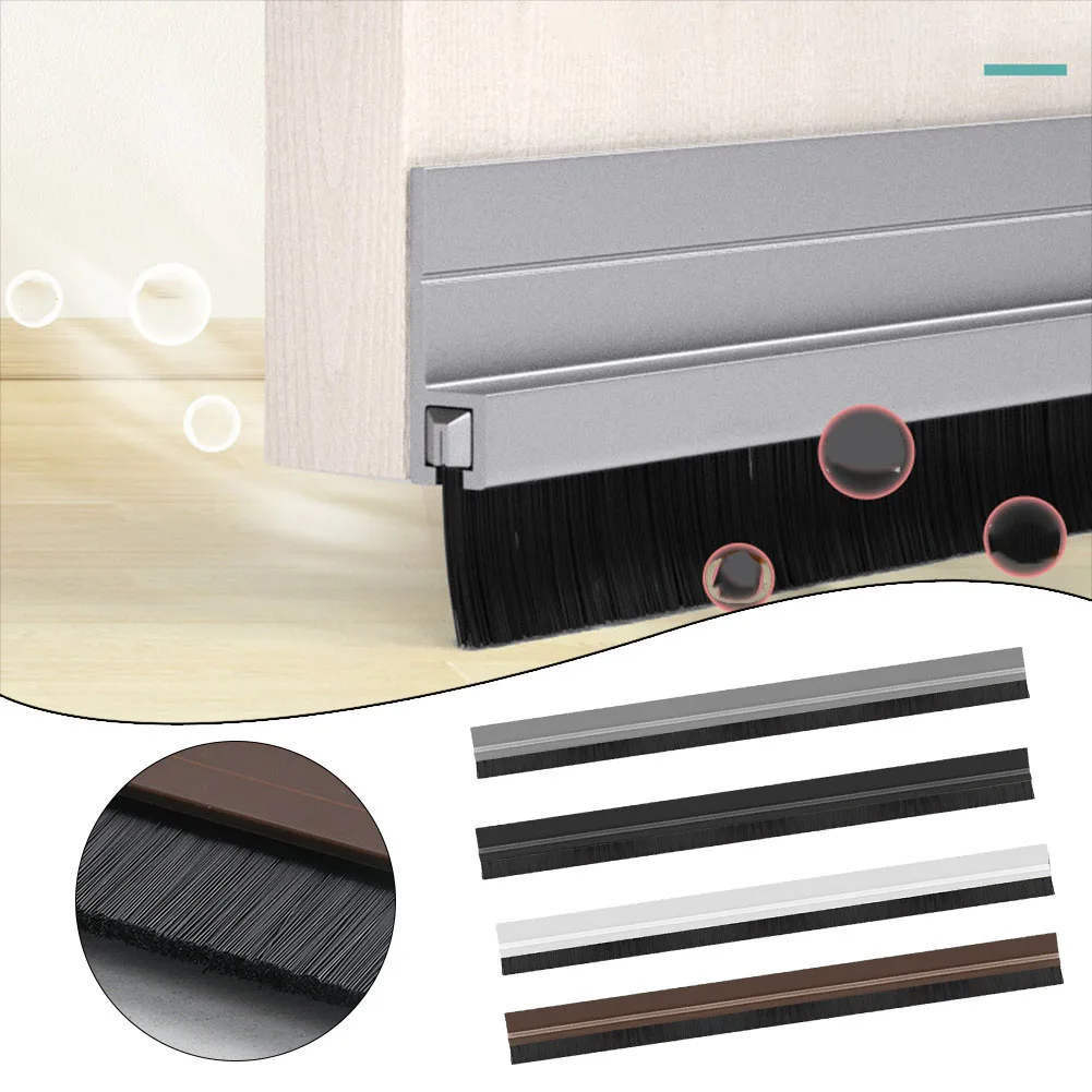 100cm Door Bottom Brush Seal Strip Insectproof Door Bottom Seal Strips Self-Adhesive Door Stopper Brush Seal Strip Home Hardware