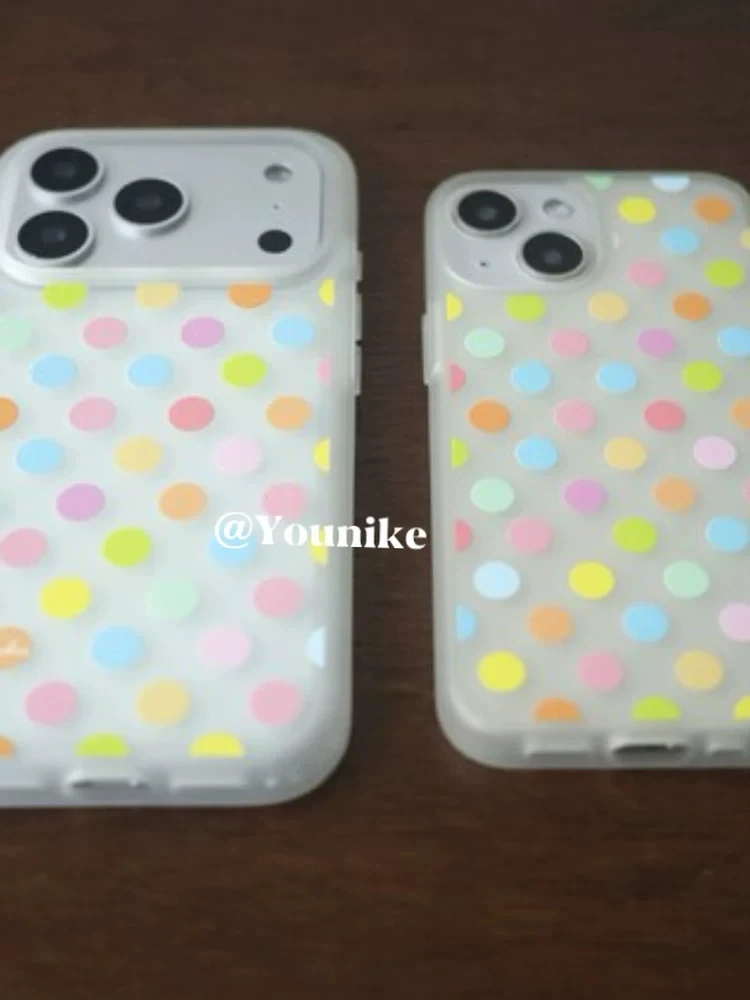Korean Ins Colorful Polka Dots Frosted Phone Case For iPhone 18 17 16 15 14 13 12 11 Pro MAX MINI XR XS 7 8 Plus 17air 16e Cover view 5
