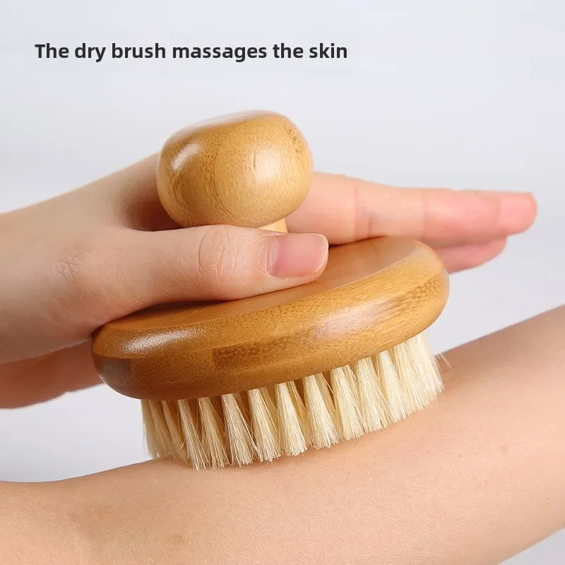 Bristles Bath Shower Body Exfoliating Brush Natural Beech Wood Short Handle Skin Remover Back Scrubber Massage Cleaning Tools