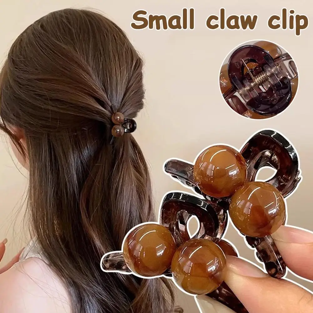 

4.5m Women's Retro Pearl Small Hair Claw Geometric Plastic Hairpin Shark Clip Fashion All-match Bangs Side Clip Hair Accessories