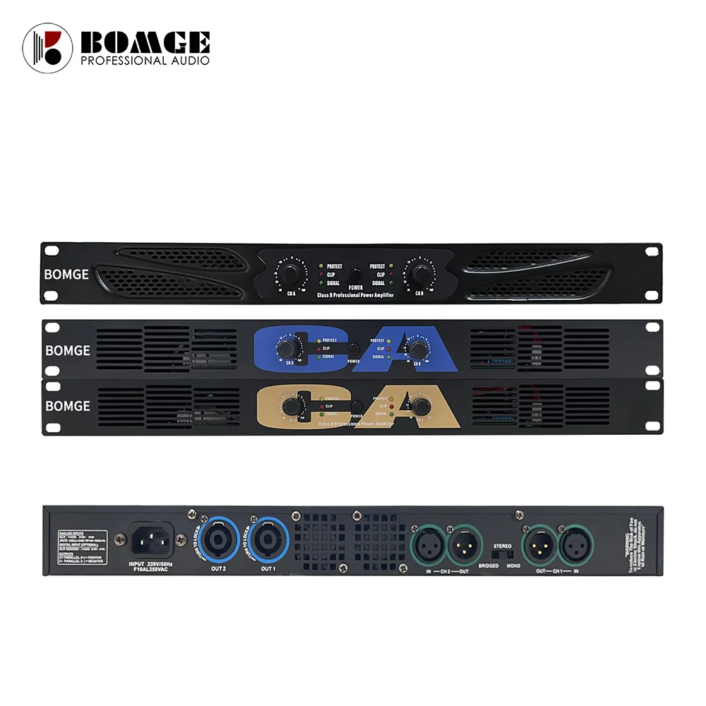 Professional 2*250W 2 Channel Digital Sound Power Amplifier Amp 2000W Audio Subwoofer for Speaker Bass Therater Conference Room