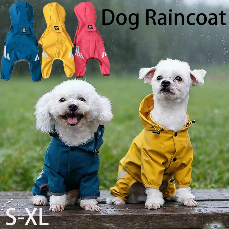 

Waterproof Pet Clothes PU Dog Raincoat with Hood for Small Dogs Waterproof Reflective Cat Coat Chihuahua Jacket Poodle Overalls