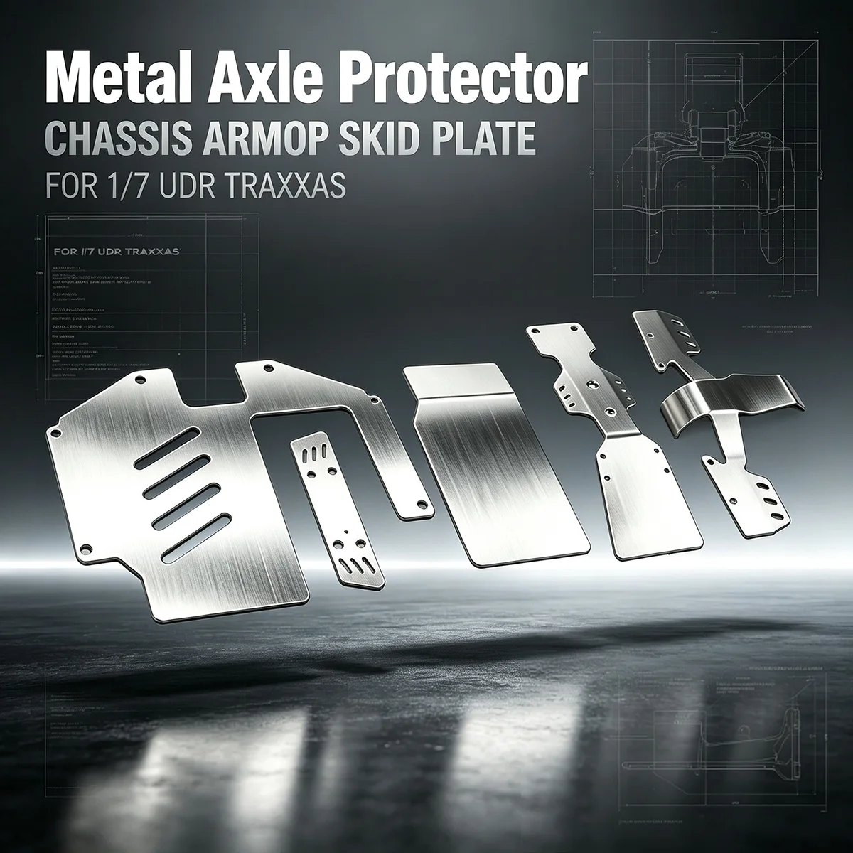 1 ensemble de protections d'essieu en métal, plaque de protection de châssis pour 1/7 UDR, protection avant et arrière pour Traxxas Unlimited Desert Racer