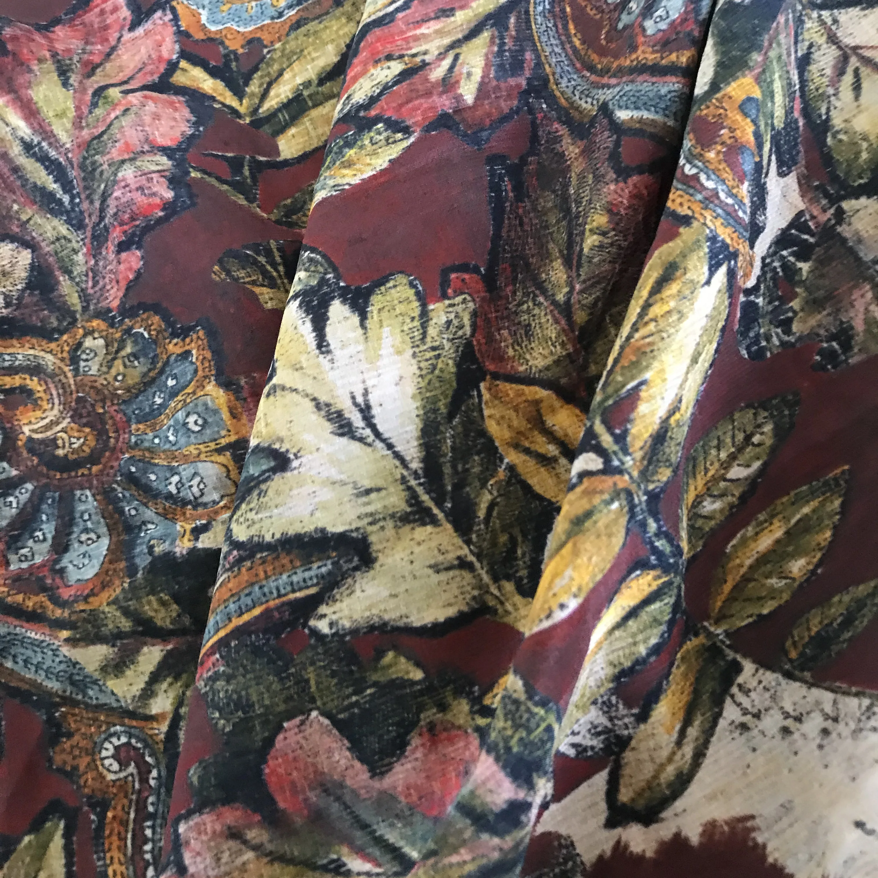 1 meter 100% Mulberry Silk 14 momme Crepe Silk Fabric Vintage Floral Printed 140cm 44\